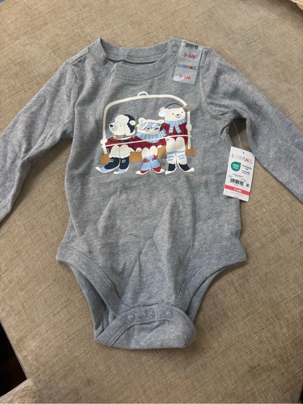 Garanimals Gray Long-Sleeve Bear & Friends Graphic Bodysuit
